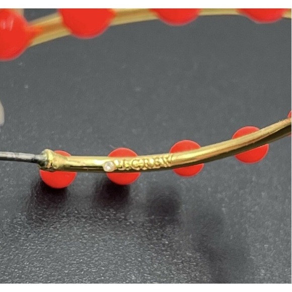 J. Crew Neon Orange Beaded Gold Tone Hoop Earrings - Picture 11 of 13